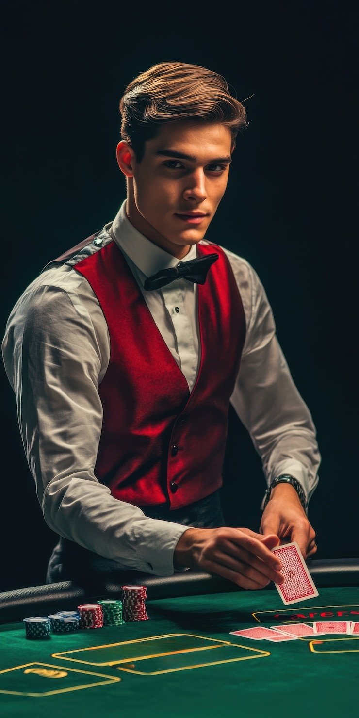 Live casino gaming floor with multiple active tables